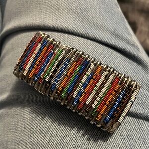 Multicolor safety pin and coil Bracelet